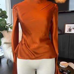 & Other Stories Burnt Orange Satin Blouse